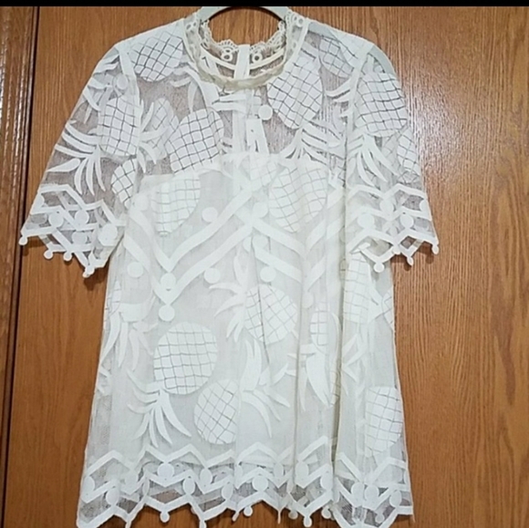 Anthropologie HDin Paris Pineapple Lace Top.Medium - Picture 10 of 12